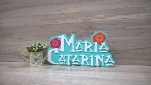 Nome em MDF - Peça de mesa Tema MOANA - Maria Catarina 20 cm