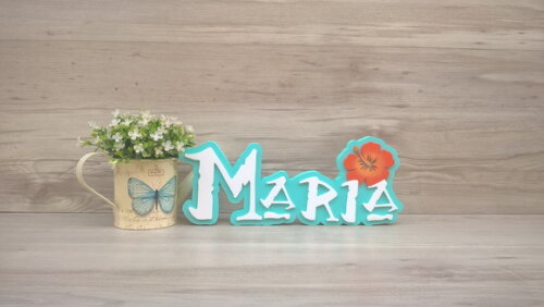 Nome em MDF - Peça de mesa Tema MOANA - Maria 12 cm