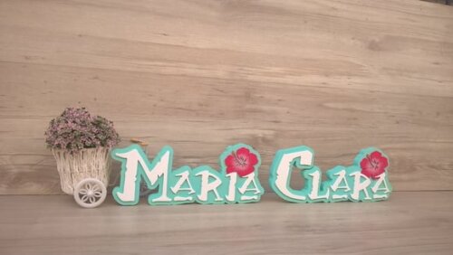 Nome em MDF - Peça de mesa Tema MOANA - Maria Clara 12 cm