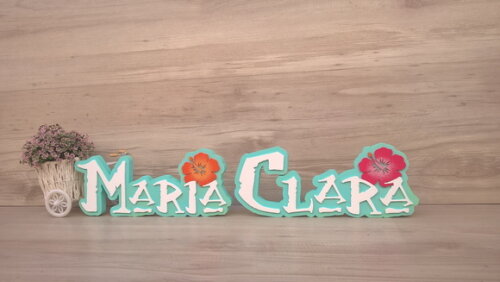 Nome em MDF - Peça de mesa Tema MOANA - Maria Clara 12 cm