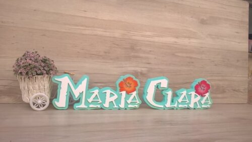 Nome em MDF - Peça de mesa Tema MOANA - Maria Clara 12 cm