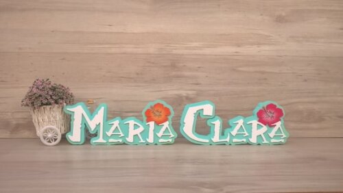 Nome em MDF - Peça de mesa Tema MOANA - Maria Clara 12 cm
