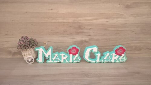Nome em MDF - Peça de mesa Tema MOANA - Maria Clara 12 cm