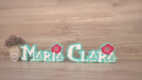 Nome em MDF - Peça de mesa Tema MOANA - Maria Clara 12 cm