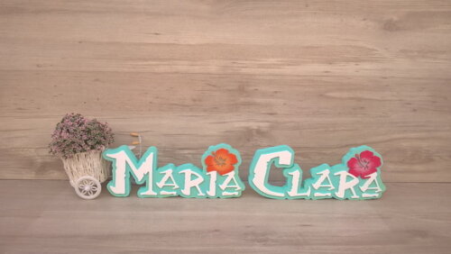Nome em MDF - Peça de mesa Tema MOANA - Maria Clara 12 cm