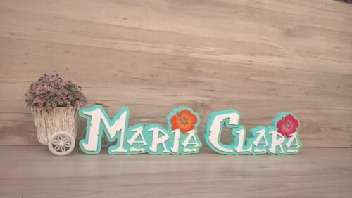 Nome em MDF - Peça de mesa Tema MOANA - Maria Clara 12 cm