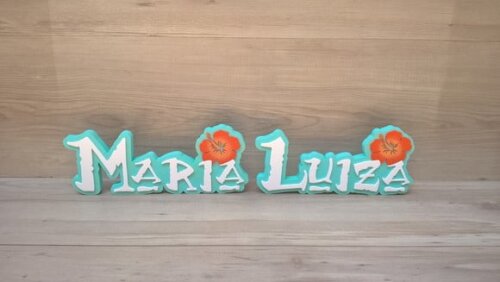 Nome em MDF - Peça de mesa Tema MOANA - Maria Luiza 12 cm