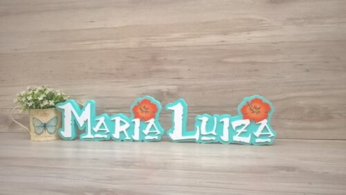 Nome em MDF - Peça de mesa Tema MOANA - Maria Luiza 12 cm