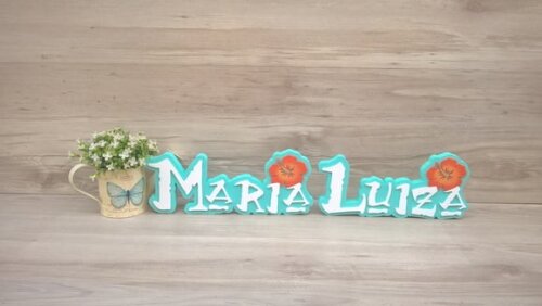Nome em MDF - Peça de mesa Tema MOANA - Maria Luiza 12 cm