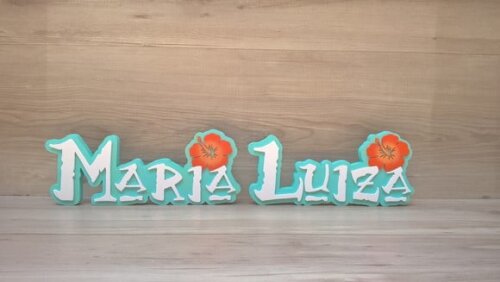 Nome em MDF - Peça de mesa Tema MOANA - Maria Luiza 12 cm