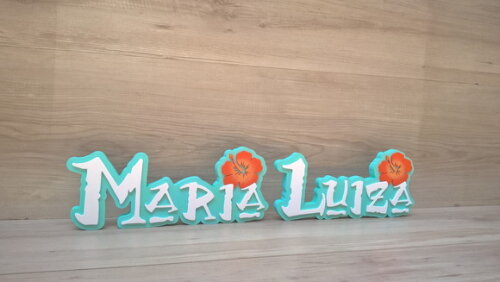 Nome em MDF - Peça de mesa Tema MOANA - Maria Luiza 12 cm