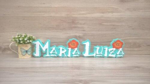 Nome em MDF - Peça de mesa Tema MOANA - Maria Luiza 12 cm