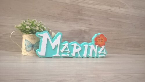 Nome em MDF - Peça de mesa Tema MOANA - Marina 12 cm