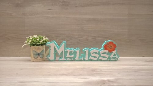 Nome em MDF - Peça de mesa Tema MOANA - Melissa 12 cm