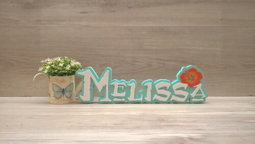 Nome em MDF - Peça de mesa Tema MOANA - Melissa 12 cm