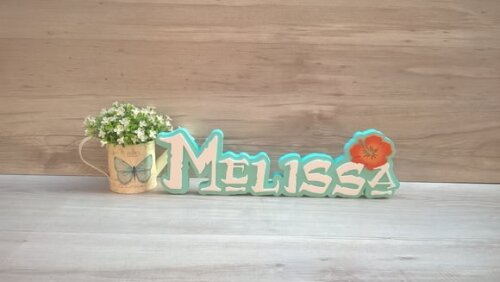 Nome em MDF - Peça de mesa Tema MOANA - Melissa 12 cm
