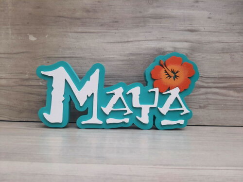 Nome em mdf - Peça de Mesa Tema Moana - Maya - 12 cm