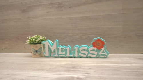 Nome em MDF - Peça de mesa Tema MOANA - Melissa 12 cm