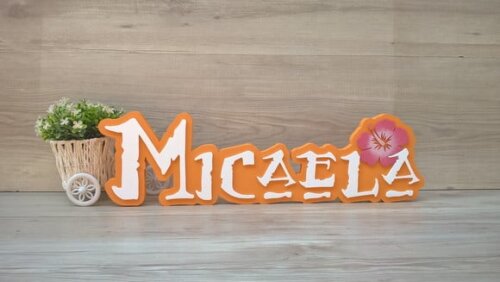 Nome em MDF - Peça de mesa Tema MOANA - Micaela 15 cm