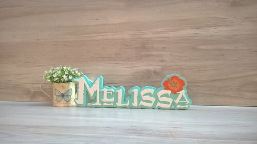 Nome em MDF - Peça de mesa Tema MOANA - Melissa 12 cm