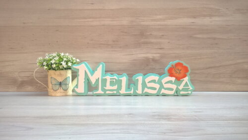Nome em MDF - Peça de mesa Tema MOANA - Melissa 12 cm