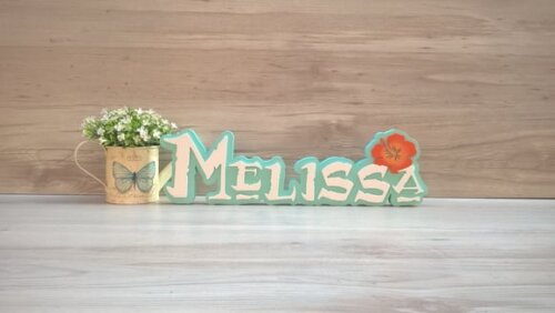 Nome em MDF - Peça de mesa Tema MOANA - Melissa 12 cm