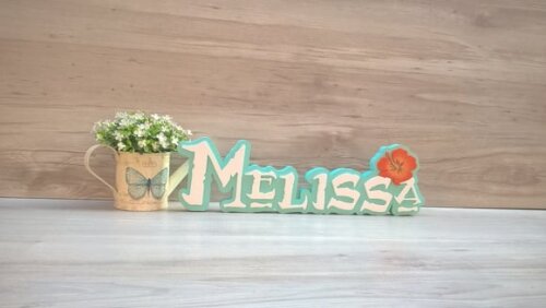 Nome em MDF - Peça de mesa Tema MOANA - Melissa 12 cm