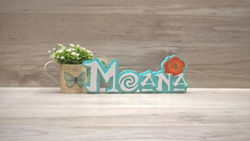 Nome em MDF - Peça de mesa Tema MOANA - Moana 12 cm