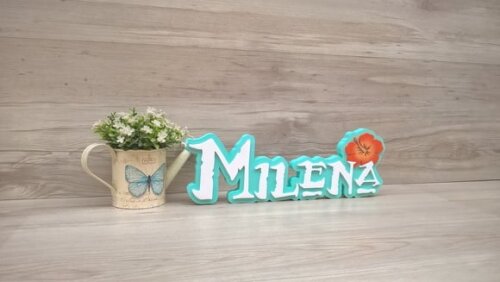 Nome em MDF - Peça de mesa Tema MOANA - Milena 12 cm