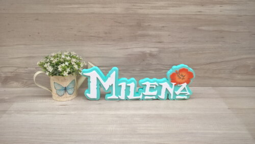 Nome em MDF - Peça de mesa Tema MOANA - Milena 12 cm