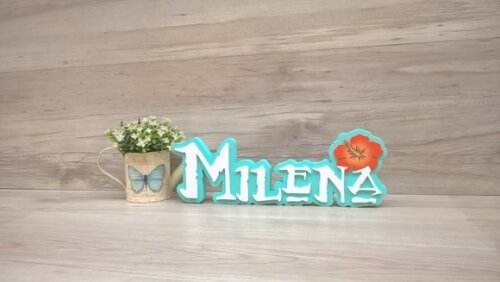 Nome em MDF - Peça de mesa Tema MOANA - Milena 12 cm