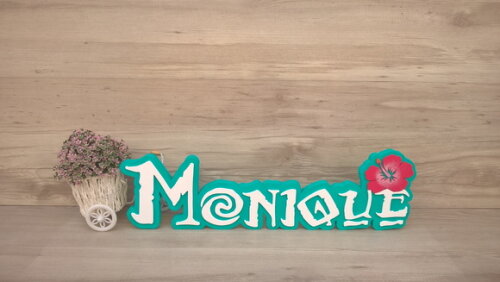 Nome em MDF - Peça de mesa Tema MOANA - Monique 15 cm