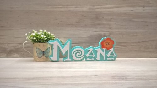 Nome em MDF - Peça de mesa Tema MOANA - Moana 12 cm