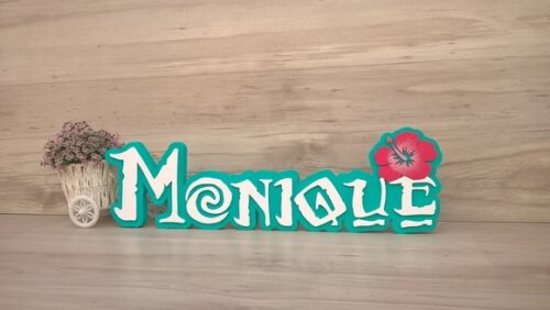 Nome em MDF - Peça de mesa Tema MOANA - Monique 15 cm