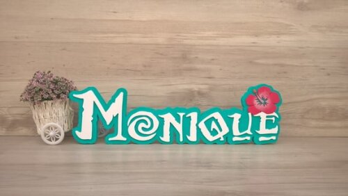 Nome em MDF - Peça de mesa Tema MOANA - Monique 15 cm
