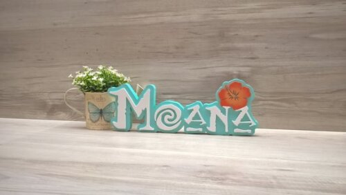 Nome em MDF - Peça de mesa Tema MOANA - Moana 12 cm