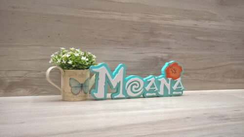 Nome em MDF - Peça de mesa Tema MOANA - Moana 12 cm