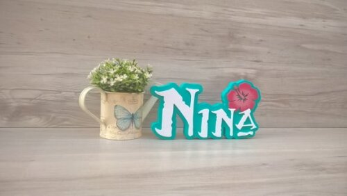 Nome em MDF - Peça de mesa Tema MOANA - Nina 12 cm