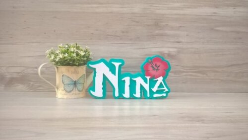 Nome em MDF - Peça de mesa Tema MOANA - Nina 12 cm
