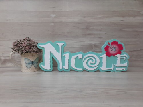 Nome em MDF - Peça de mesa Tema MOANA - Nicole 15 cm