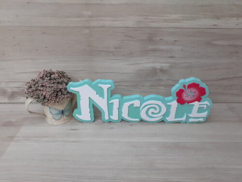 Nome em MDF - Peça de mesa Tema MOANA - Nicole 15 cm