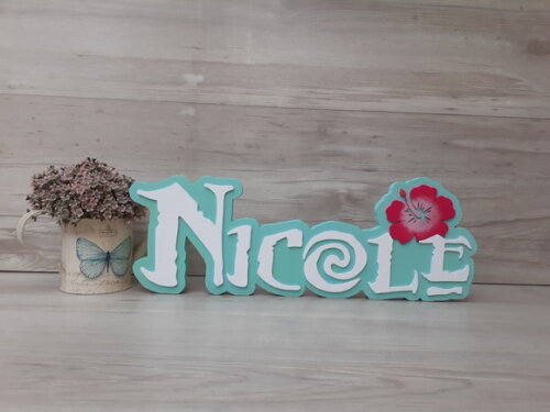 Nome em MDF - Peça de mesa Tema MOANA - Nicole 15 cm