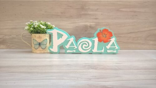 Nome em MDF - Peça de mesa Tema MOANA - Paola 12 cm