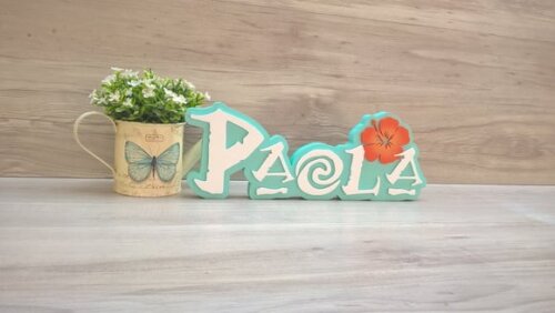 Nome em MDF - Peça de mesa Tema MOANA - Paola 12 cm