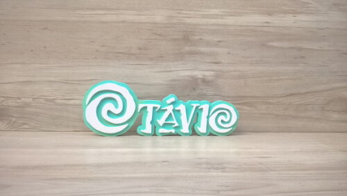 Nome em MDF - Peça de mesa Tema MOANA - Otávio 12 cm