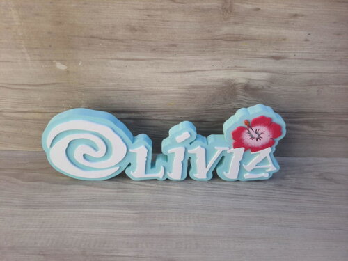 Nome em mdf - Peça de Mesa Tema Moana - Olívia 12 cm