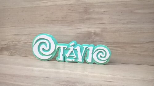 Nome em MDF - Peça de mesa Tema MOANA - Otávio 12 cm