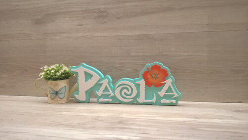 Nome em MDF - Peça de mesa Tema MOANA - Paola 15 cm