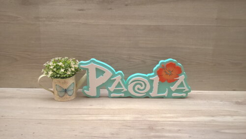 Nome em MDF - Peça de mesa Tema MOANA - Paola 15 cm