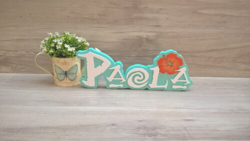 Nome em MDF - Peça de mesa Tema MOANA - Paola 12 cm